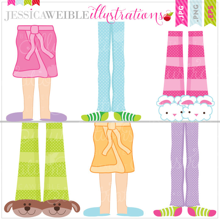 Christmas Pajama Party Clipart Pajama Feet Cute Digital