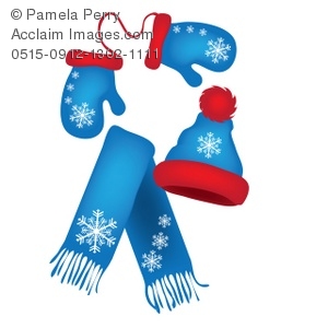 Clip Art Illustration Of Mittens A Scarf And A Hat