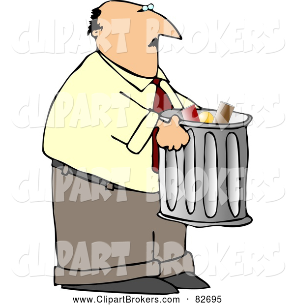 Clip Art Of A Man Taking Out The Metal Garbage Pail By Dennis Cox