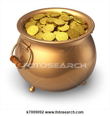 Clip Art Of Pot Of Gold Coins K7009092   Search Clipart Illustration