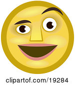 Clipart Illustration Of A Pleasantly Surprised Yellow Smiley Face Man