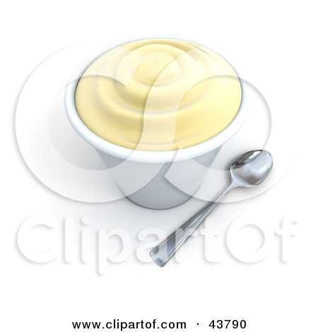 Clipart Illustration Of A Spoon Beside A 3d Cup Of Vanilla Frozen
