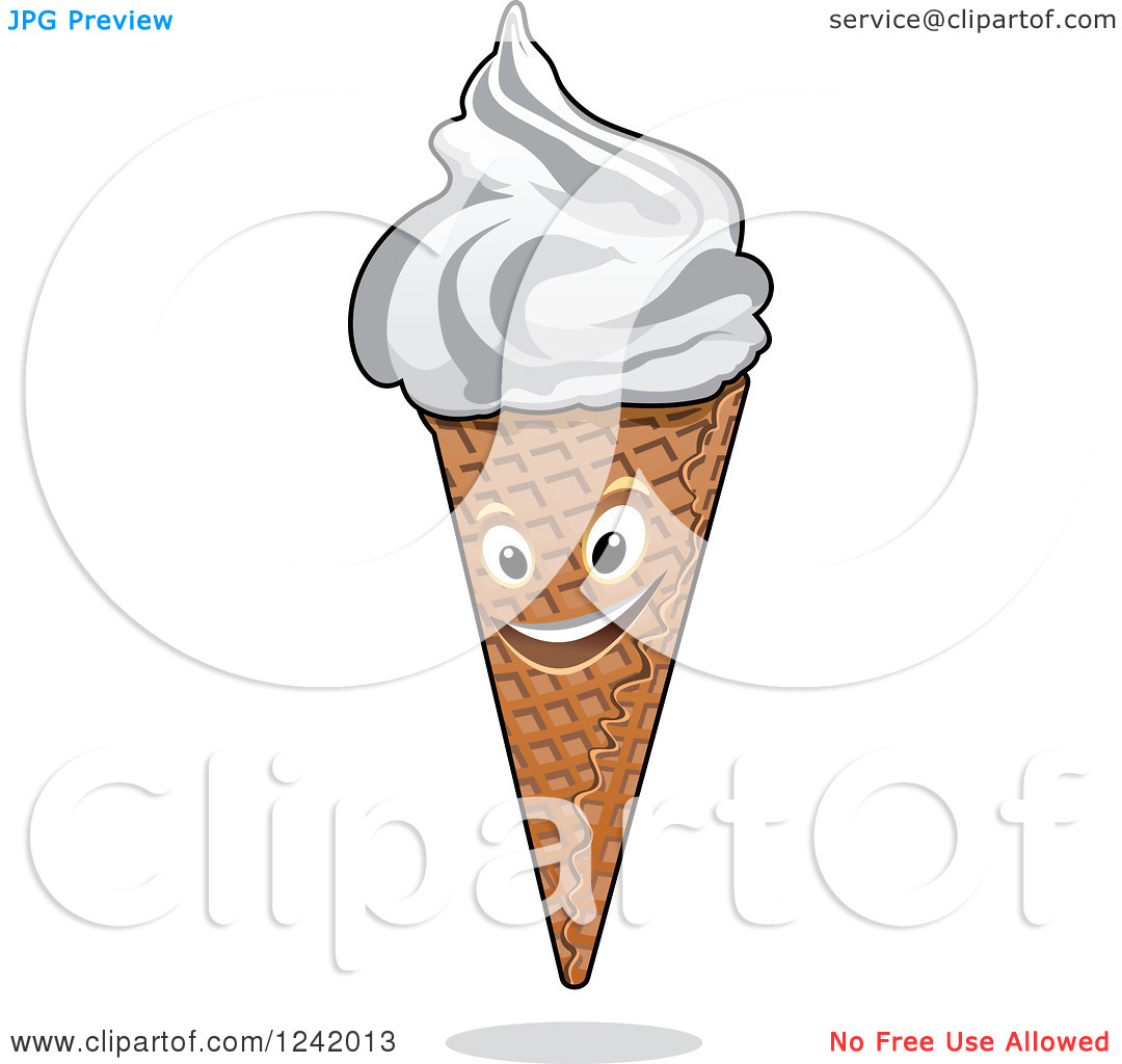 Clipart Of A Happy Vanilla Yogurt Ice Cream Cone   Royalty Free Vector    