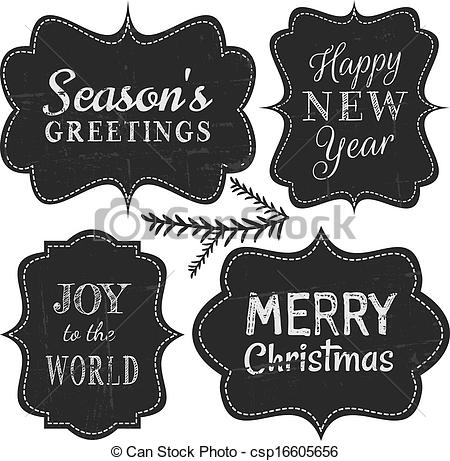 Clipart Vector Of Christmas Chalkboard Labels   Chalkboard Style    
