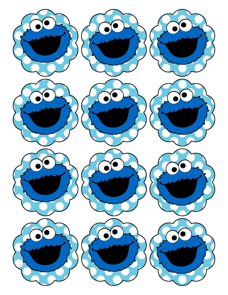 Cookie Monster Sticker Or Cupcake Topper By Createphotocards4u
