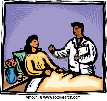 Doctor Visiting A Patient At Her Bedside View Large Illustration