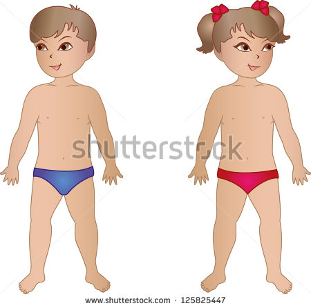 Girl And Boy In Underwear  Body Templates   Stock Vector