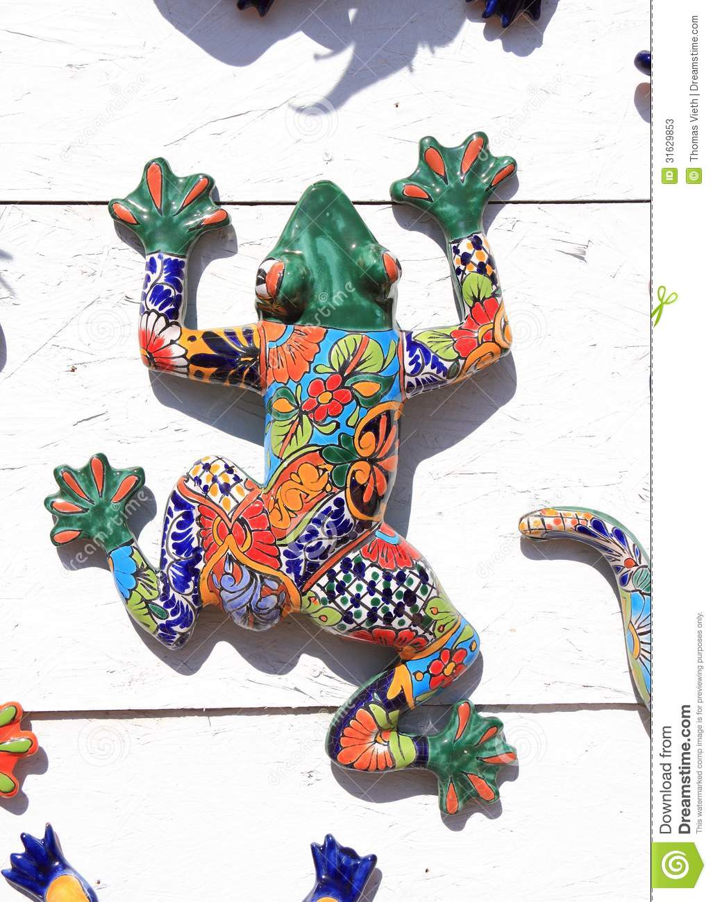 Hand Painted Mexican Folk Art Pottery Lizard