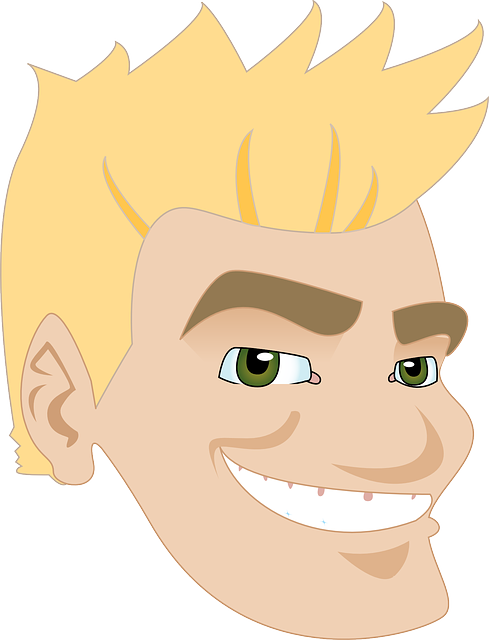 Head Man Face Cartoon Hair Smiling Teeth Smile