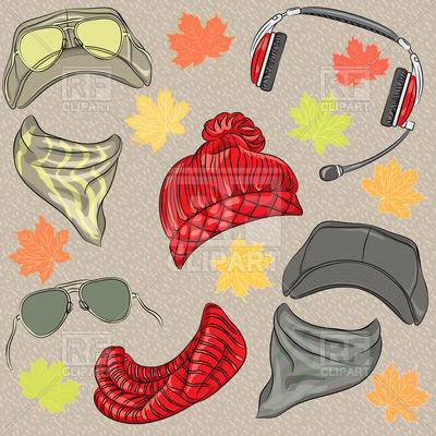 Hipster Autumn Hats Scarves Glasses And Headphones Download Royalty