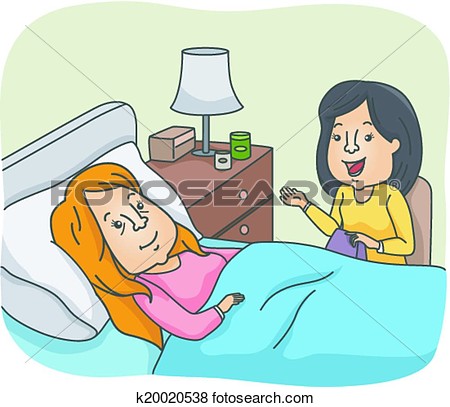 Illustration Of A Woman Visiting A Bedridden Patient