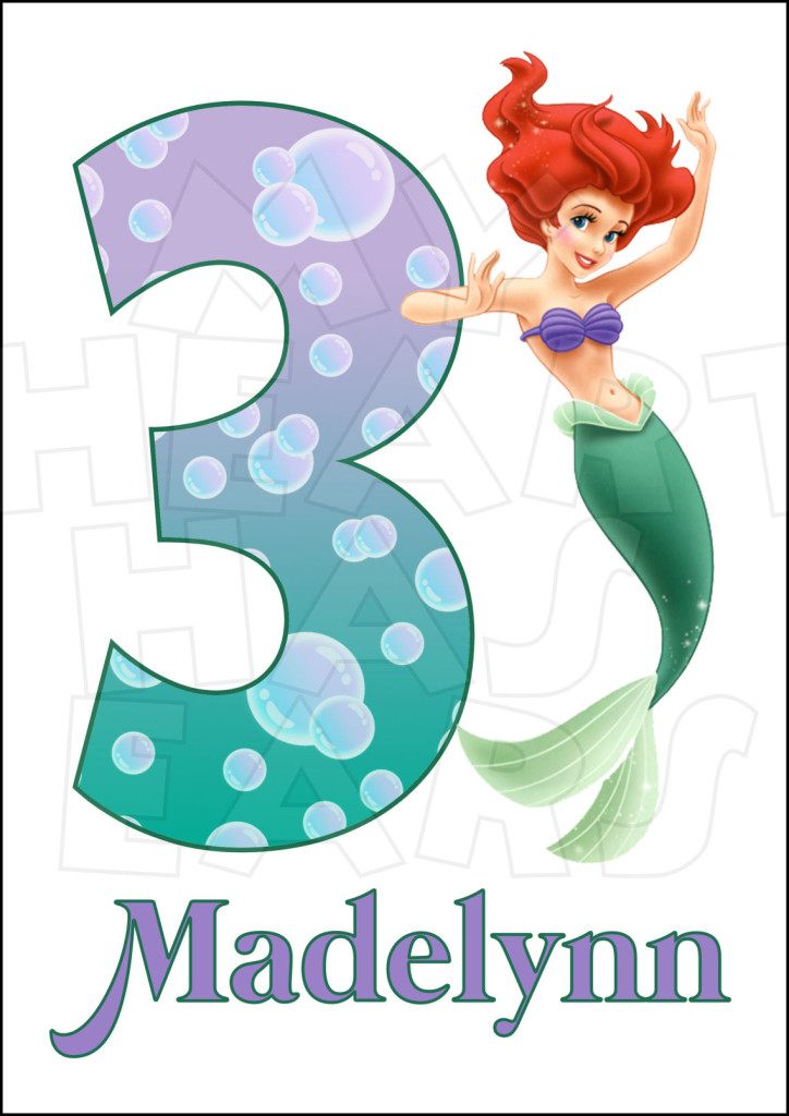 Mermaid Personalized Any Name And Age Custom Digital Birthday Clip Art