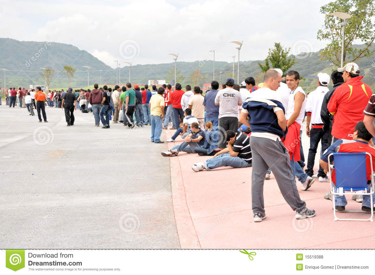 People In Line To Buy Tickets For A Soccer Game At Guadalajara Mexico