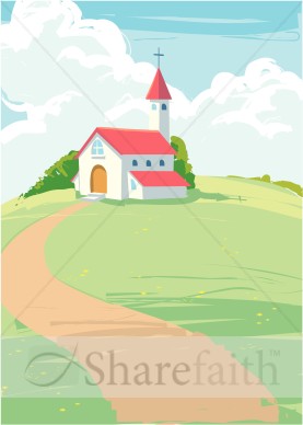 Quaint Country Church On A Hilltop   Church Clipart