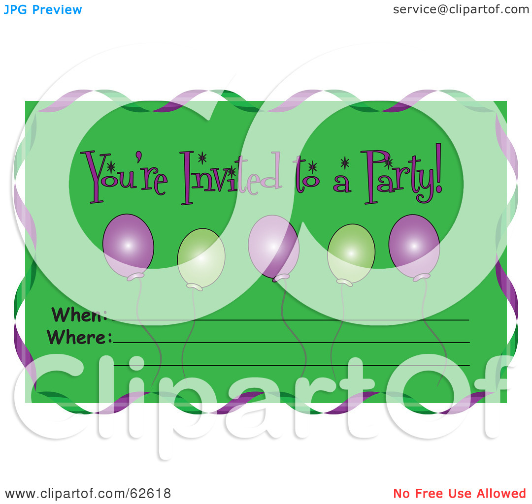 Royalty Free  Rf  Clipart Illustration Of A Green You Re Invited To A