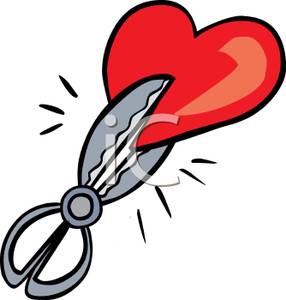 Scissors Cutting A Paper Heart   Royalty Free Clipart Picture