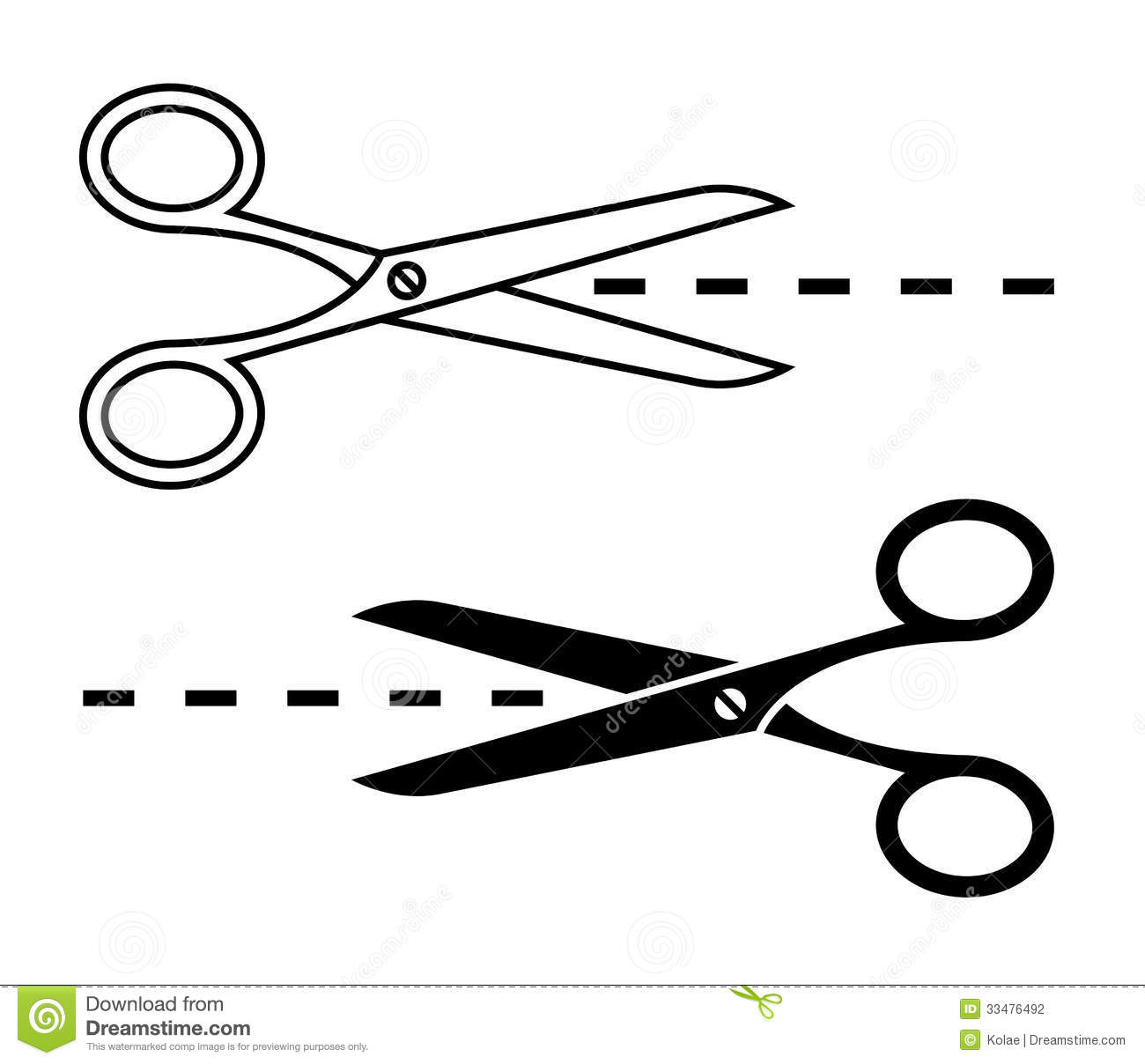 Scissors Outline Scissors With Cut Lines 