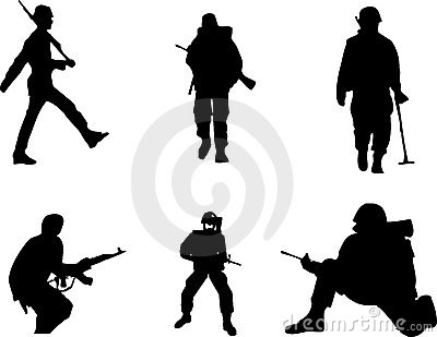 Soldier Silhouettes Illustration Design Set