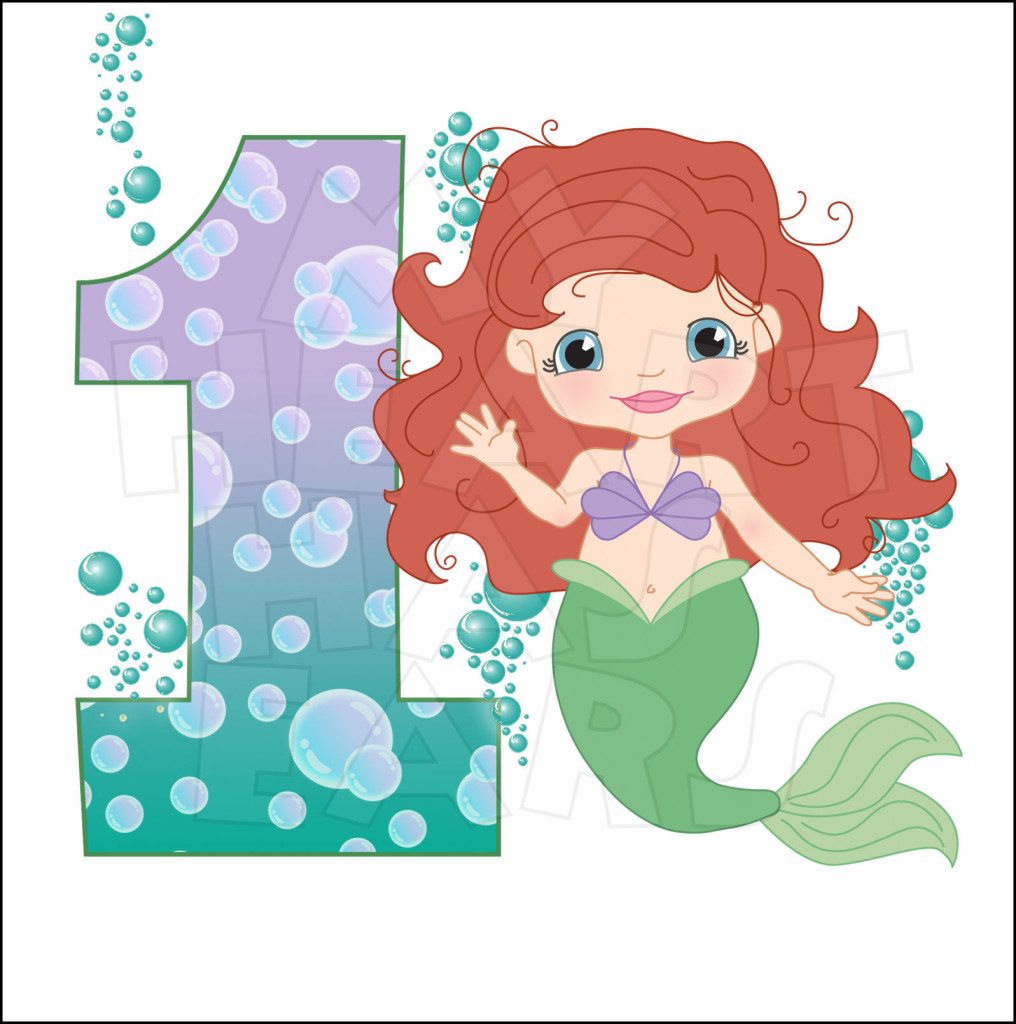 The Little Mermaid 1st Birthday Instant Download Digital Clip Art