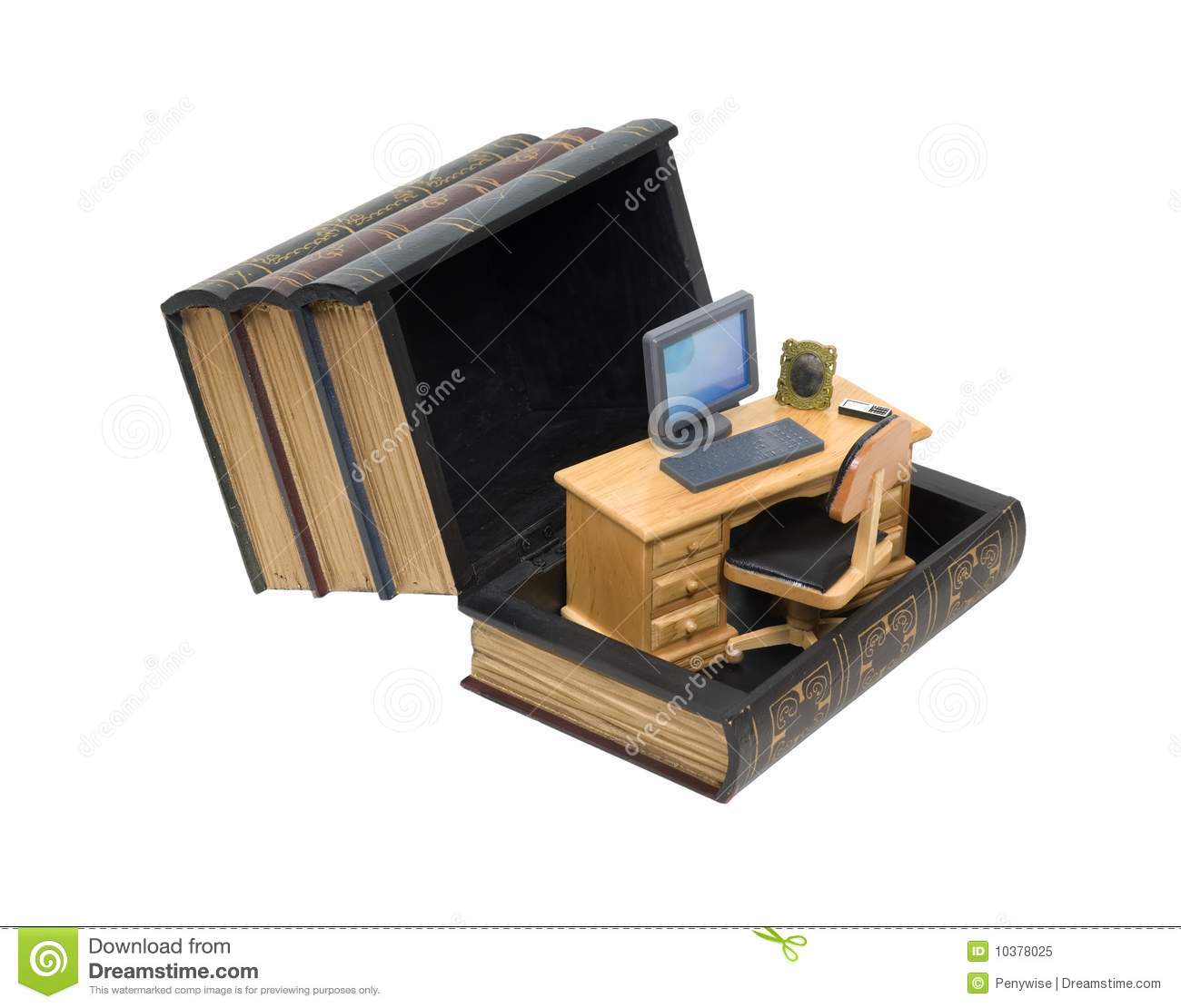 Thinking And Breaking Out Of The Box As Shown By A Wooden Desk At The    