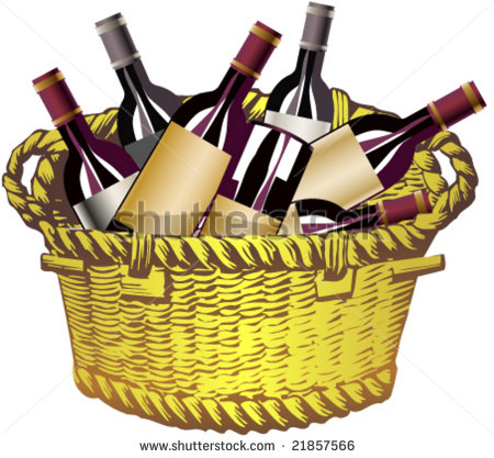 Wine Gift Basket Stock Vectors   Vector Art