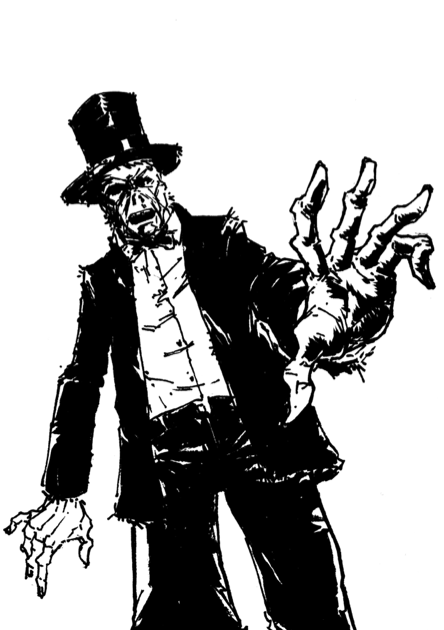 Zombie Black And White Drawing Top Hat Zombie Black And White