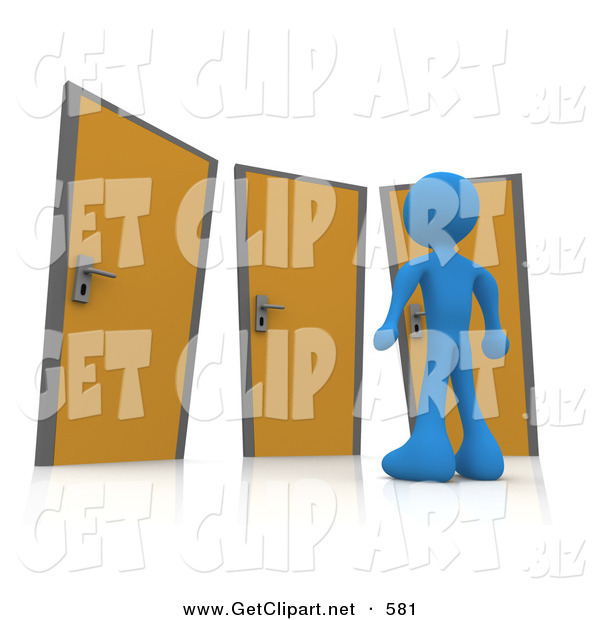 3d Clip Art Of A Blue Man Standing In Front Of A Trio Of Different    