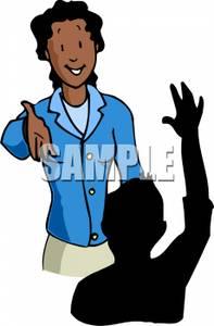 An African American Teacher Calling On A Student Clipart Image