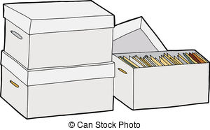 Business File Storage   Three Boxes With Documents Over