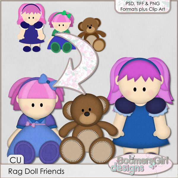 Daisies   Dimples Cu Rag Doll Friends Template   Clip Art Pack  Bgd Cu