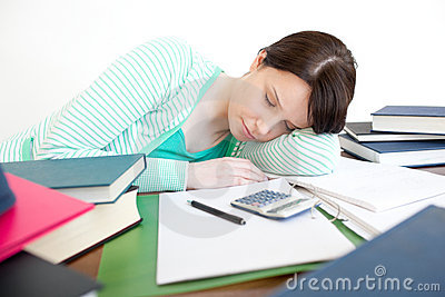 Exhausted Student Sleeping While Studying Stock Photography   Image