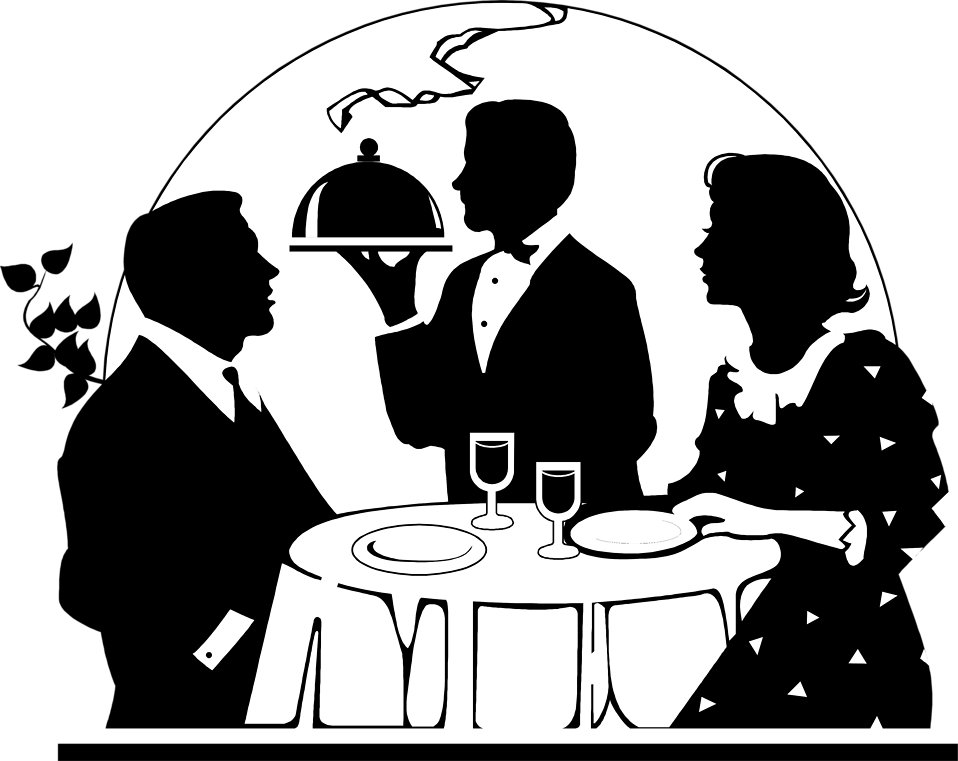 Illustration Of A Couple Being Served A Romantic Dinner     8245