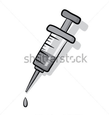 Injection Syringe With Green Liquid Inside Black And White Version