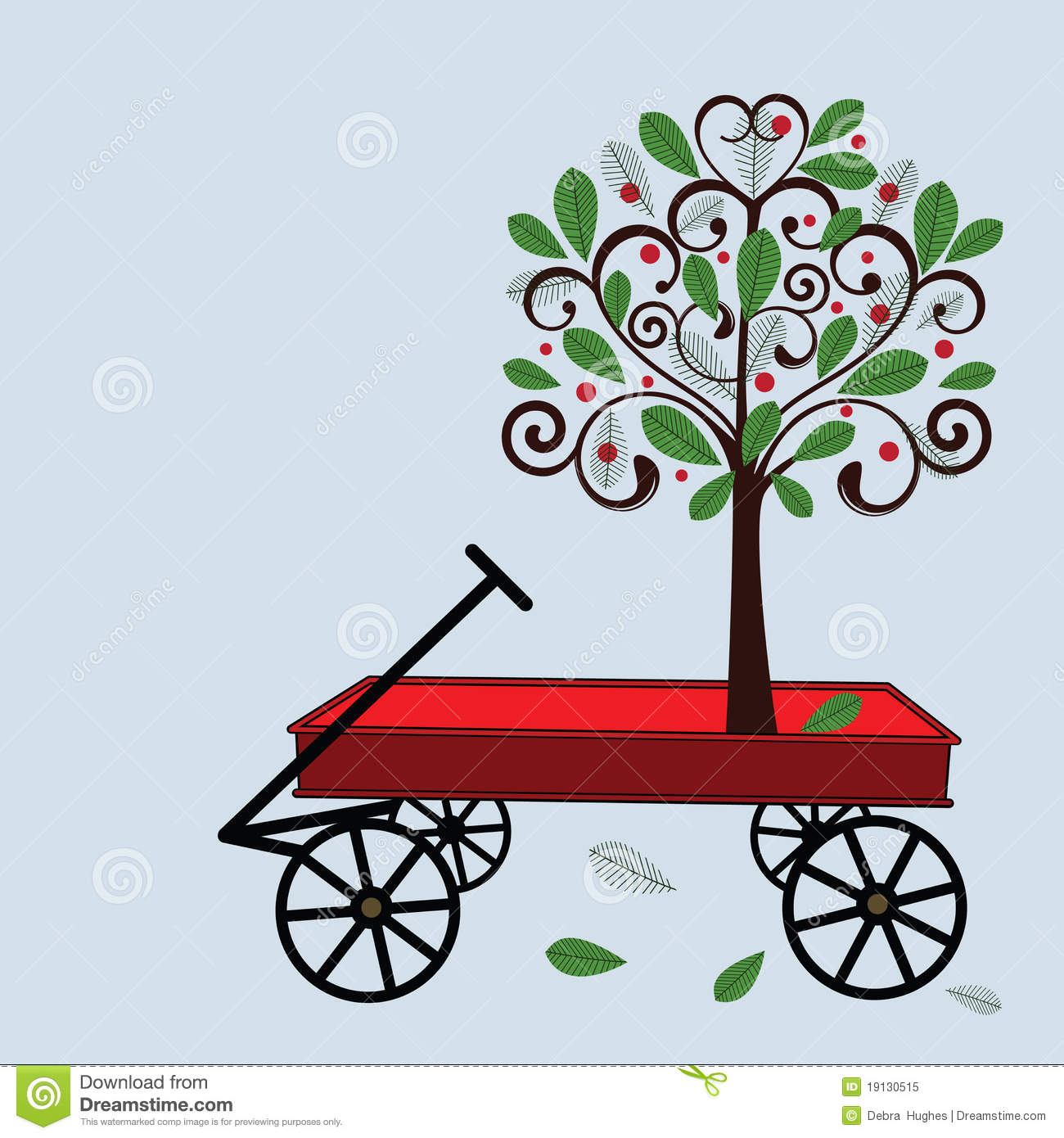 Little Red Wagon With Tree Royalty Free Stock Photo   Image  19130515