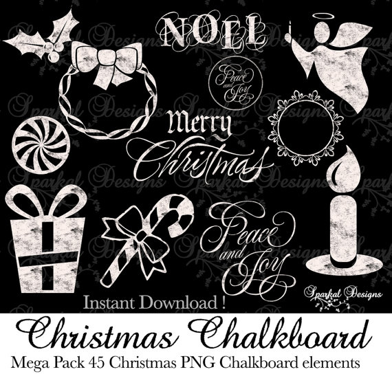 Pack Retro Clipart 45 Pack Of Christmas Chalkboard Clip Art Rustic    