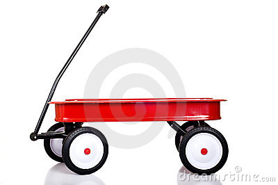 Red Little Red Wagon On A White Background With Copy Space
