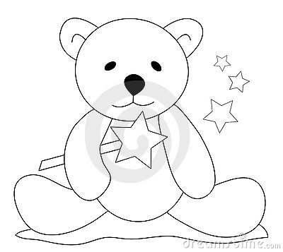     Sketch Of A Teddy Bear Sitting On The Ground And Holding A Magic Wand