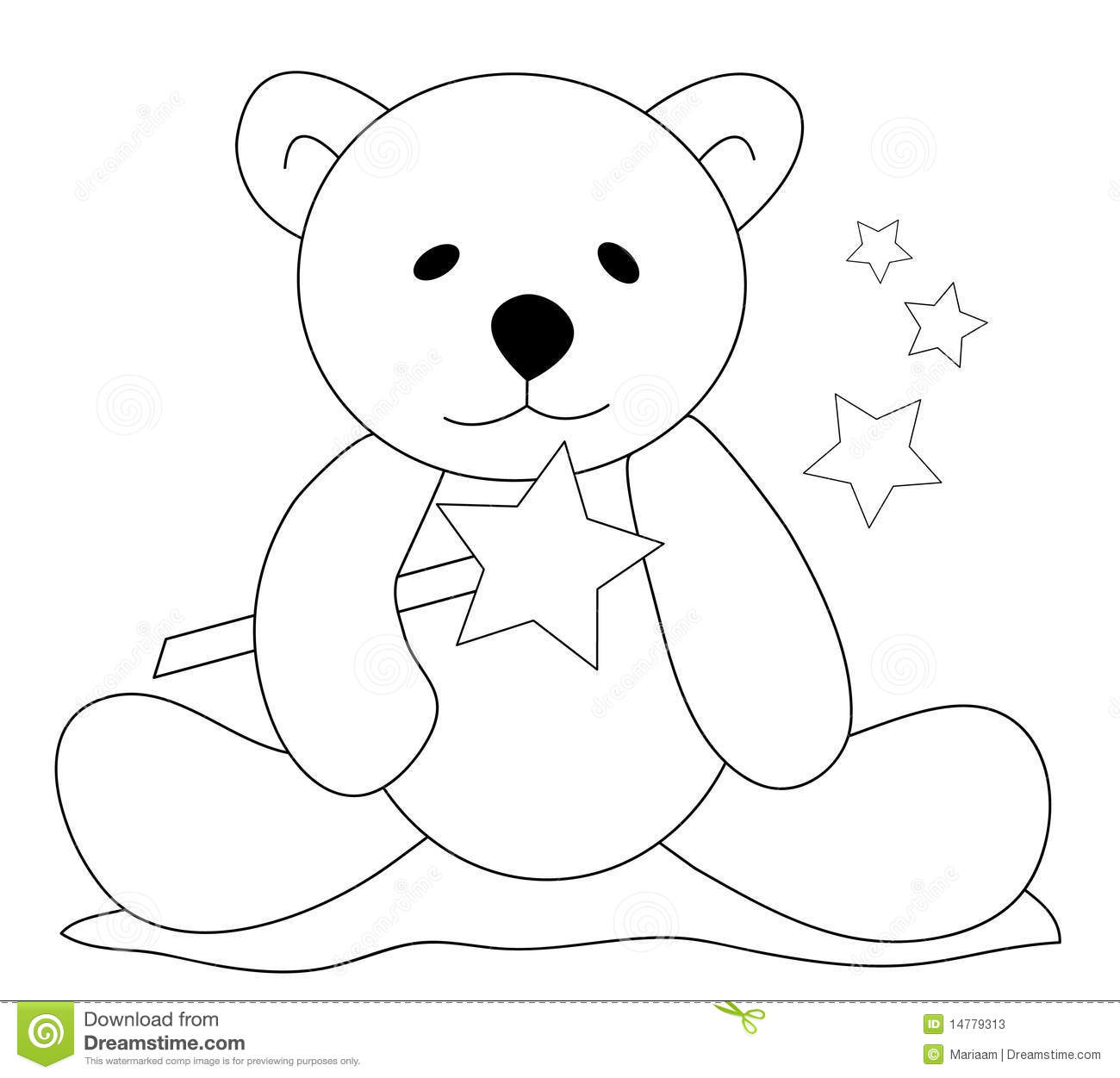     Sketch Of A Teddy Bear Sitting On The Ground And Holding A Magic Wand