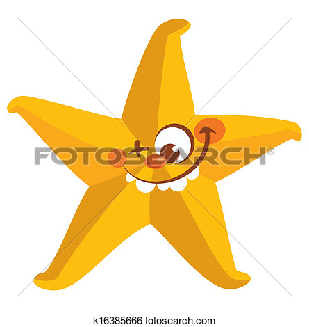 Stock Illustration Of Happy Crazy Yellow Face Starfish Tooth Smiling