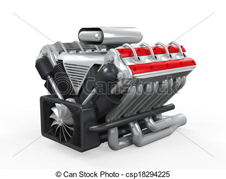 Stock Illustration   V8 Car Engine   Stock Illustration Royalty Free