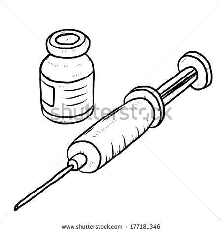 Syringe Injection   Cartoon Vector And Illustration Black And White