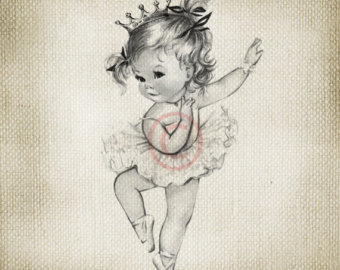 Vintage Baby Girl Princess Ballerin A Large Digital Vintage Image    