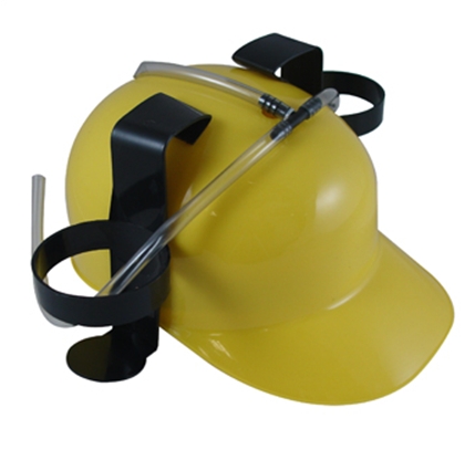 Yellow Helmet Hard Hat Funny Party Beer Guzzling Pop Can Drinking Hats