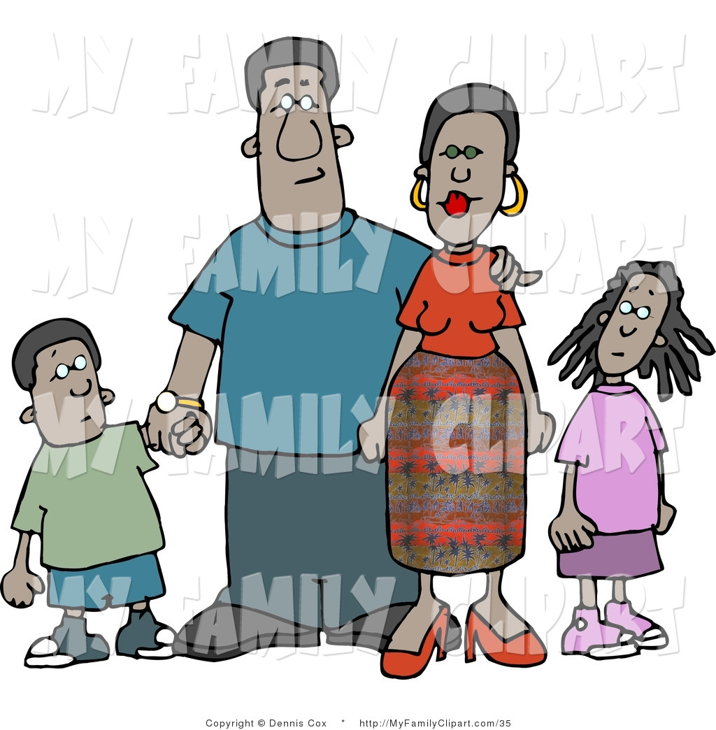 American Family Of Four Standing Together As A Group By Dennis Cox