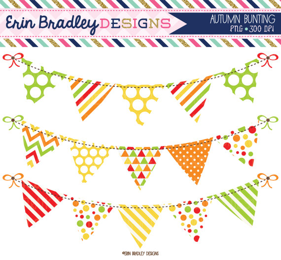 Autumn Bunting Fall Clipart Graphics Banner Flag Clip Art Set In