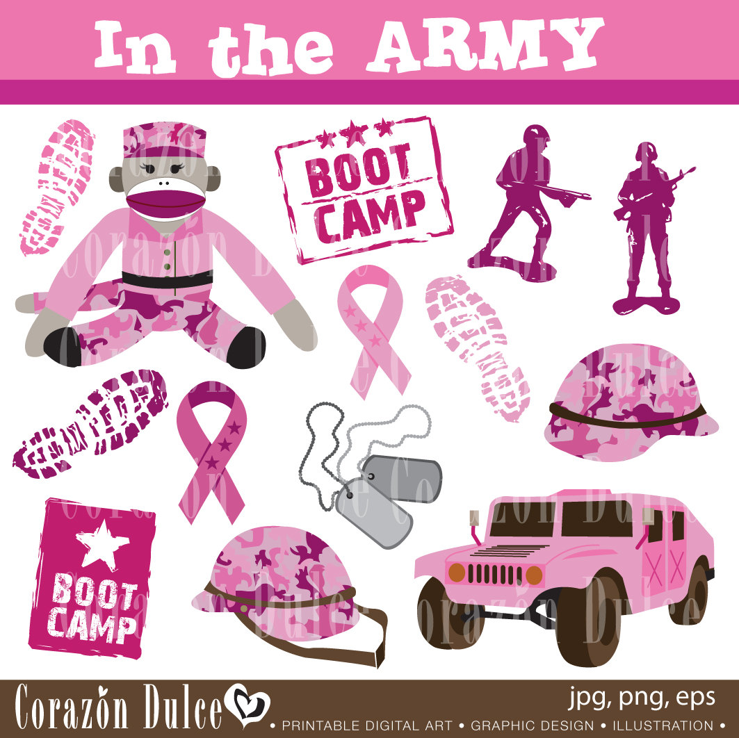 In The Army Digital Pink Clip Art Set Personal By Corazondulce