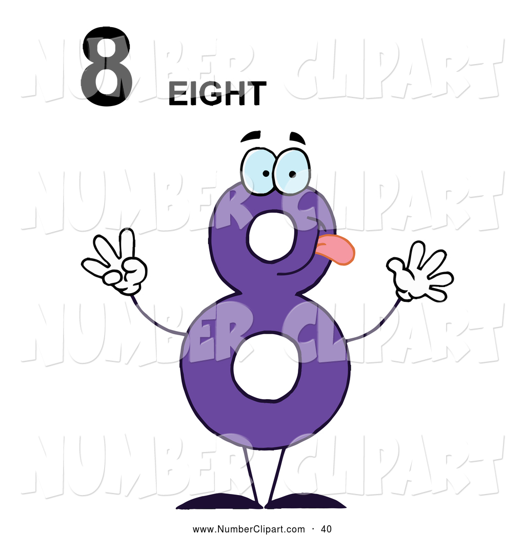 Larger Preview  Clip Art Of A Happy And Friendly Purple Number 8 Eight