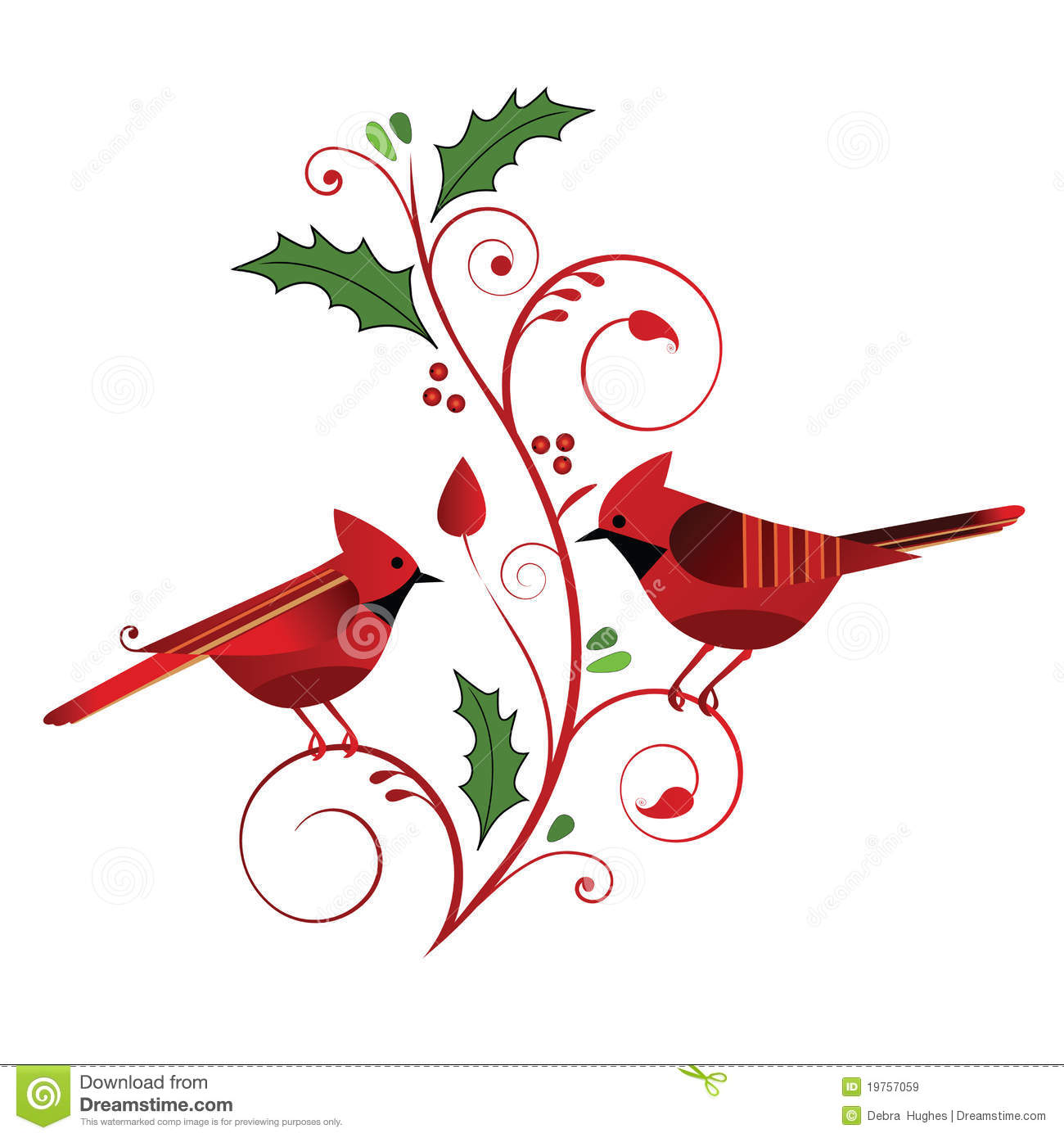 Red Cardinals And Christmas Flourish Royalty Free Stock Images   Image