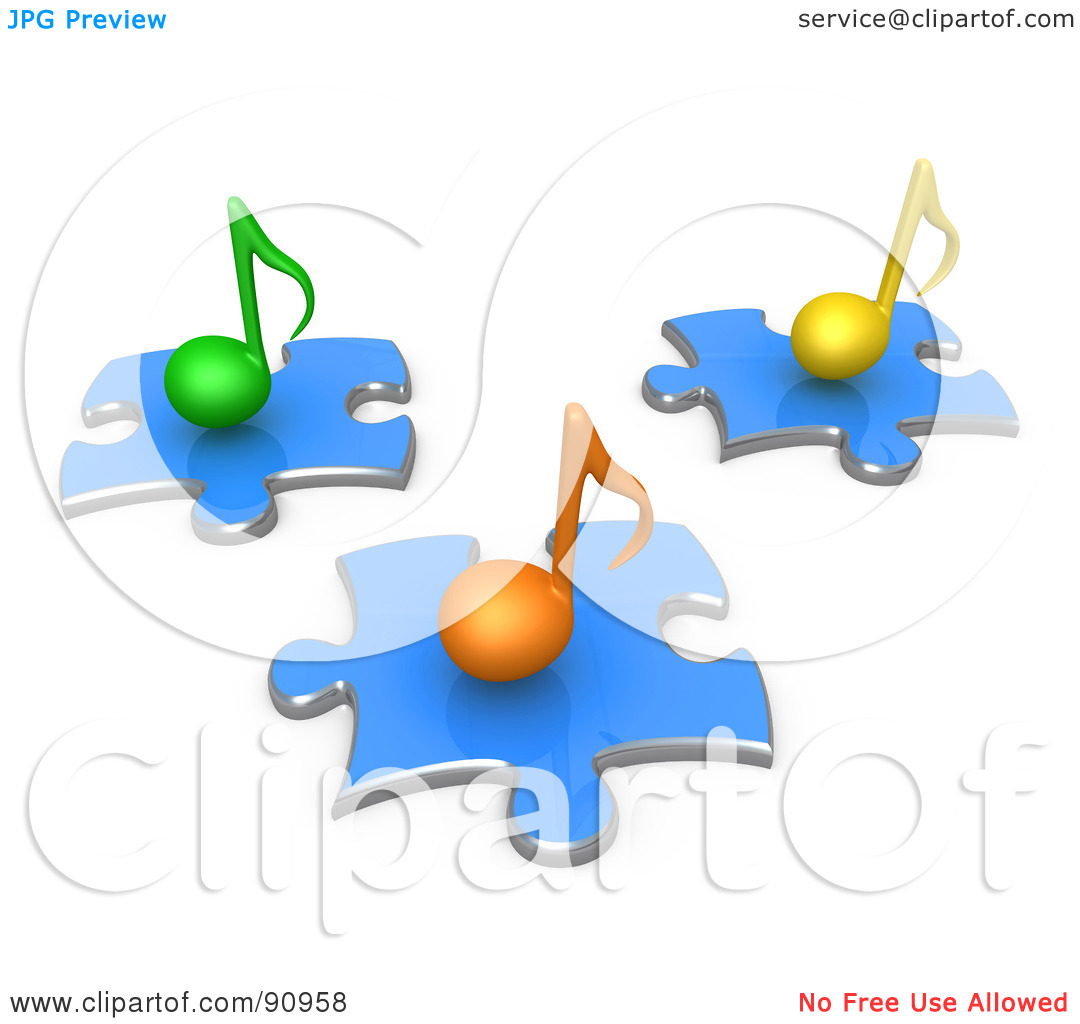 Rf  Clipart Illustration Of 3d Green Orange And Yellow Music Notes