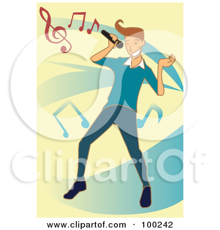 Singing Guy With Music Notes Over Blue And Yellow By Mayawizard101